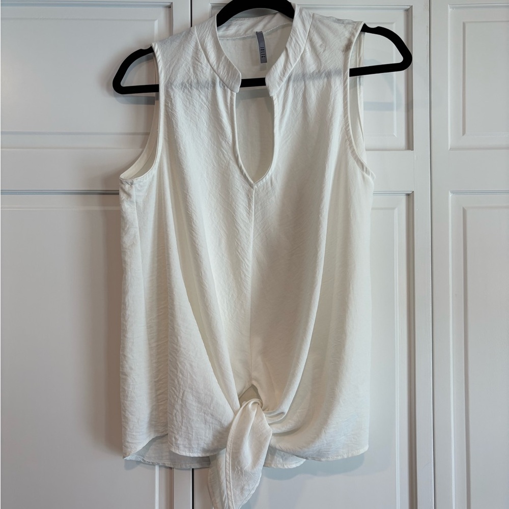 Jolt Ivory Sleeveless Blouse with Front Tie